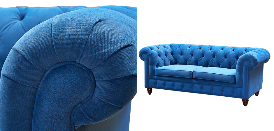 Диван Mini Kensington double blue velor Диван Mini Kensington double blue velor - Loft-Concept в Кирове