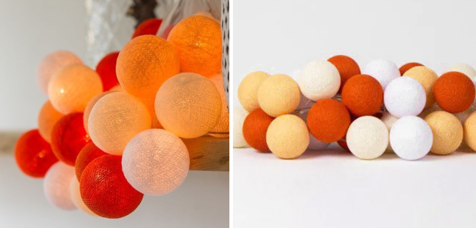 Гирлянда хлопковые фонарики Сotton Ball Orange - Loft-Concept в Кирове