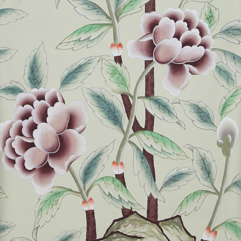 Обои ручная роспись Korean Peony Special Colourway on Icefield dyed silk Обои ручная роспись Korean Peony Special Colourway on Icefield dyed silk в Кирове | Loft Concept