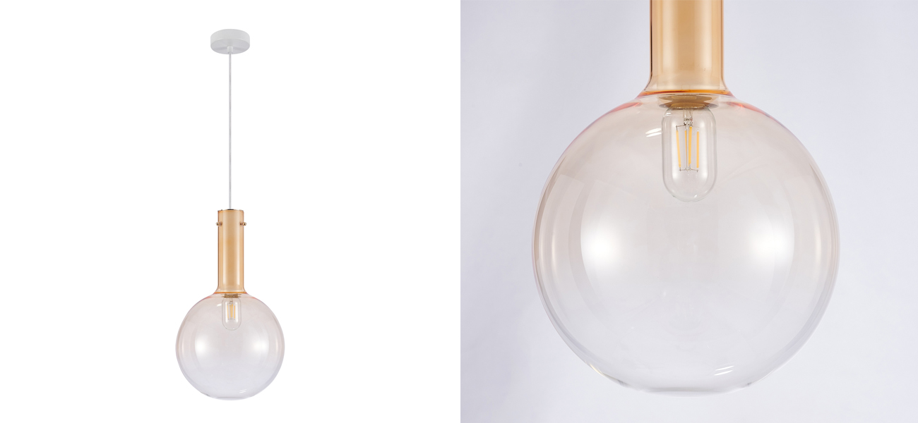 Подвесной светильник с выдувным плафоном AMBERY GOLD - фото