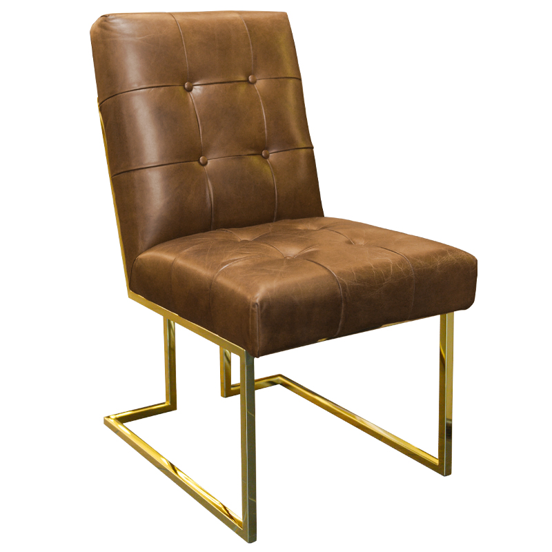 Кресло Alais Leather Armchair Коричневый Глянцевое золото Кресло Alais Leather Armchair Коричневый Глянцевое золото в Кирове | Loft Concept