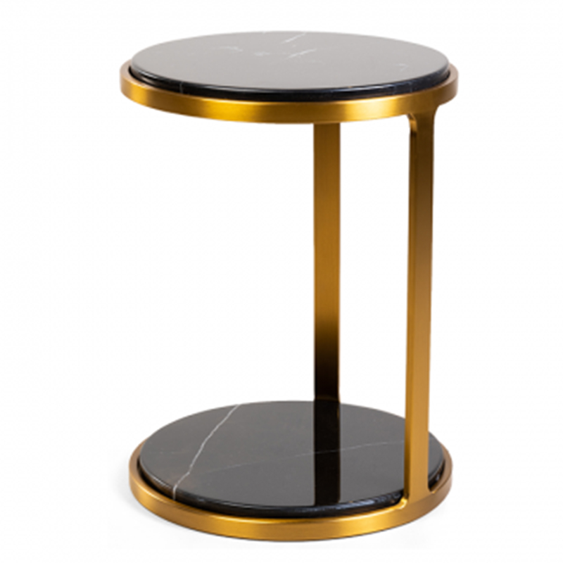 Приставной стол Viorel Marble Side Table Черный Мрамор Nero Глянцевое золото Приставной стол Viorel Marble Side Table Черный Мрамор Nero Глянцевое золото в Кирове | Loft Concept
