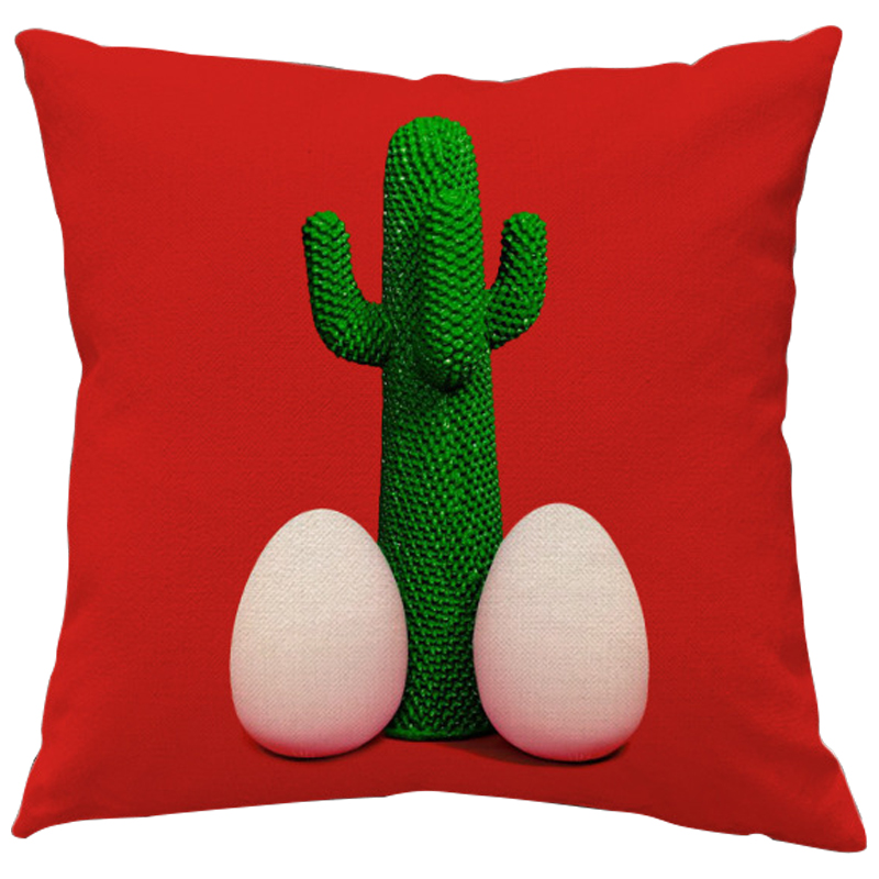 Декоративная подушка Seletti Cushion God Cactus Красный Зеленый Белый Декоративная подушка Seletti Cushion God Cactus Красный Зеленый Белый в Кирове | Loft Concept