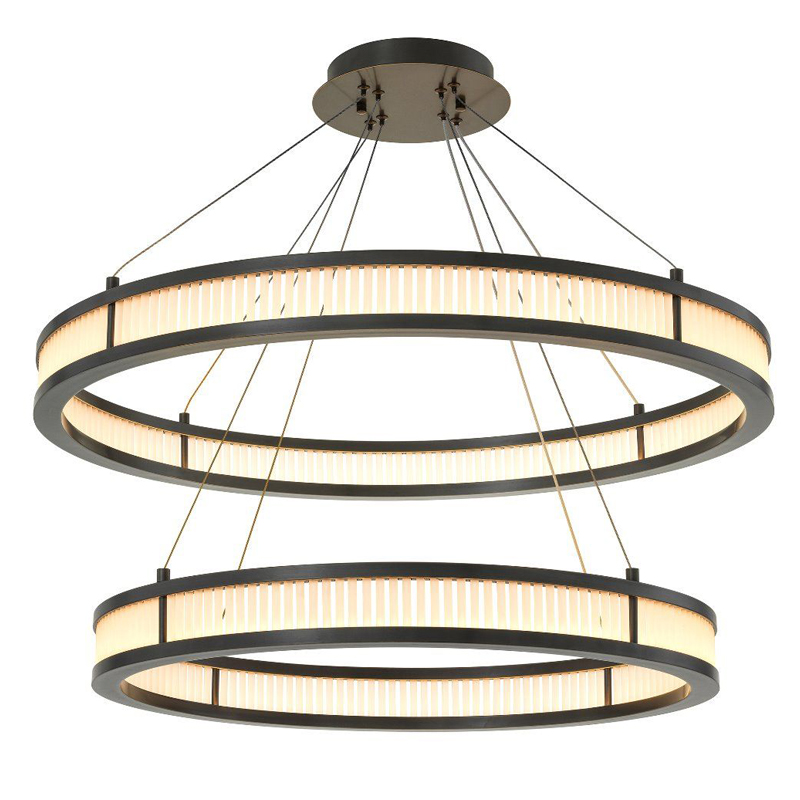 Люстра Eichholtz Chandelier Damien Double Bronze Темная бронза Белое матовое стекло Люстра Eichholtz Chandelier Damien Double Bronze Темная бронза Белое матовое стекло в Кирове | Loft Concept
