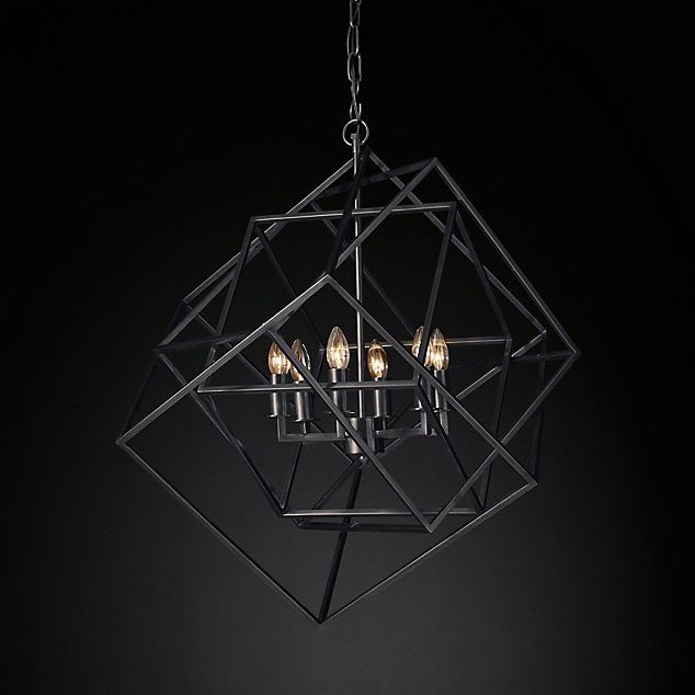 Люстра RH Caged Cubist Pendant black Черный Люстра RH Caged Cubist Pendant black Черный в Кирове | Loft Concept