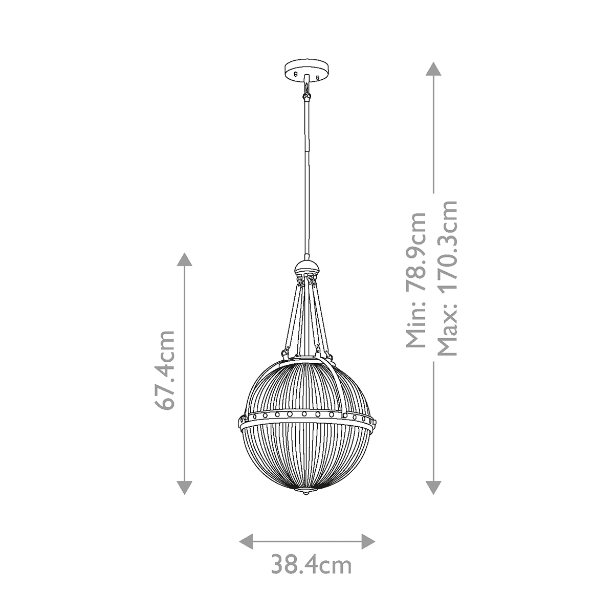 Подвесной светильник с рифленым стеклянным плафоном в форме шара Kichler в Кирове
