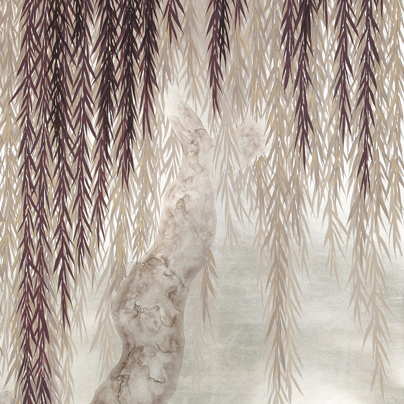 Обои ручная роспись Willow Boysenberry on White Metal gilded paper Обои ручная роспись Willow Boysenberry on White Metal gilded paper в Кирове | Loft Concept