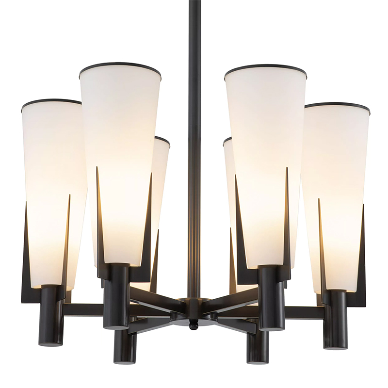 Люстра Eichholtz Chandelier Dino Bronze Белое матовое стекло Черный Темная бронза Люстра Eichholtz Chandelier Dino Bronze Белое матовое стекло Черный Темная бронза в Кирове | Loft Concept