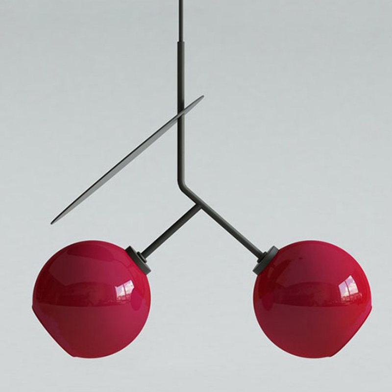 Подвесной светильник Cherry Pendant Double Red Красный Черный Подвесной светильник Cherry Pendant Double Red Красный Черный в Кирове | Loft Concept