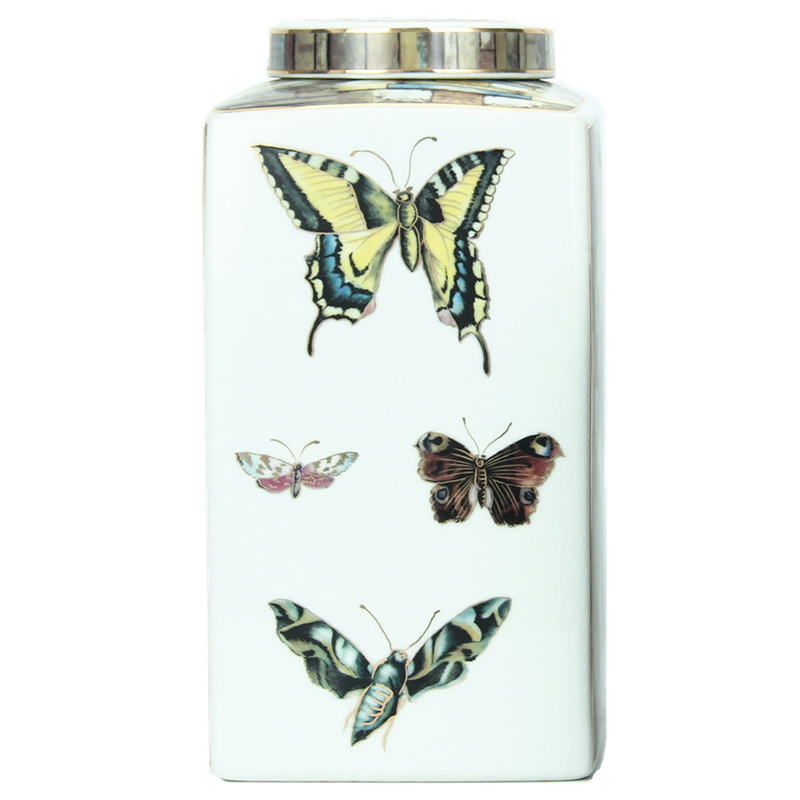 Ваза с крышкой Ceramic Flowers and Butterflies Vase Белый Мульти Ваза с крышкой Ceramic Flowers and Butterflies Vase Белый Мульти в Кирове | Loft Concept