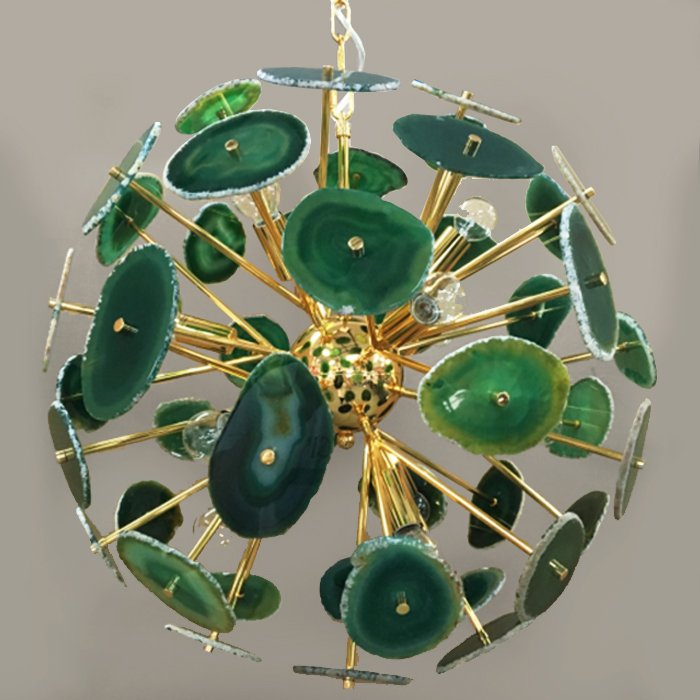 Люстра Agate Burst Chandelier Green Зеленый Золотой Люстра Agate Burst Chandelier Green Зеленый Золотой в Кирове | Loft Concept