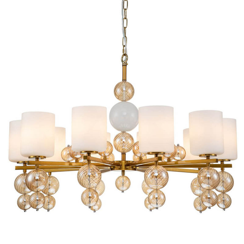 Люстра Blown Glass Balloons Chandelier 10 Латунь Белый Янтарный Люстра Blown Glass Balloons Chandelier 10 Латунь Белый Янтарный в Кирове | Loft Concept