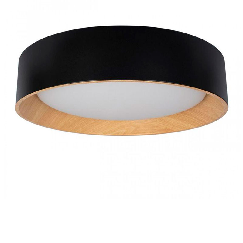 Светильник потолочный круглый Assol cup Black Wood диаметр 45 Черный матовый Древесина в Кирове | Loft Concept 