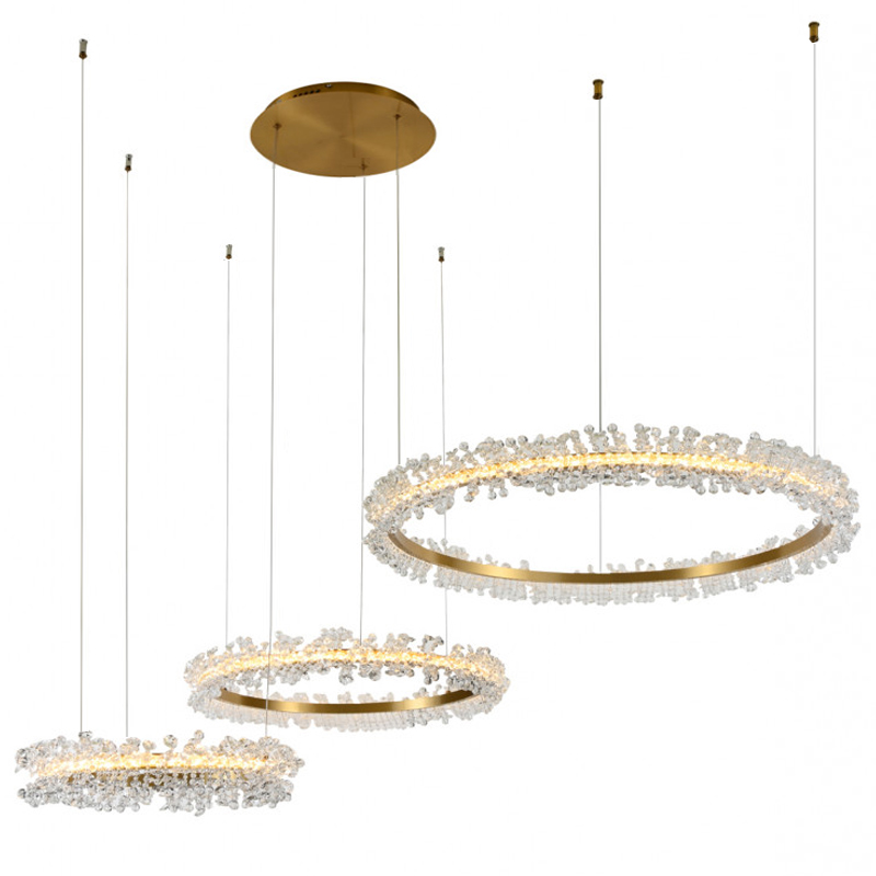 Люстра Crystal round chandelier 3 кольца Латунь Прозрачный Латунь Люстра Crystal round chandelier 3 кольца Латунь Прозрачный Латунь в Кирове | Loft Concept