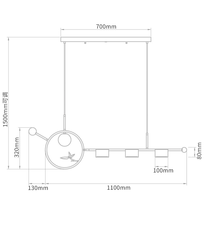 Линейный светильник Metal Wood Ring Leaf Linear Light Линейный светильник Metal Wood Ring Leaf Linear Light в Кирове