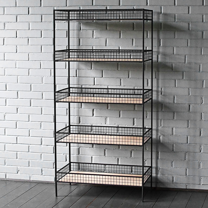 Стеллаж Keith Industrial Metal Rust Rack Черный Древесина Стеллаж Keith Industrial Metal Rust Rack Черный Древесина в Кирове | Loft Concept