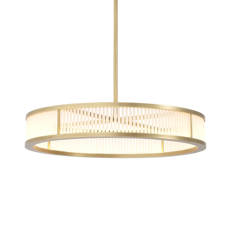 Люстра Eichholtz Chandelier Thibaud S Brass Латунь Античная полированная Белое матовое стекло в Кирове | Loft Concept 