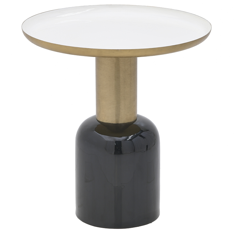 Круглый металлический приставной стол Calem Side Table White Черный Золотой Белый Круглый металлический приставной стол Calem Side Table White Черный Золотой Белый в Кирове | Loft Concept