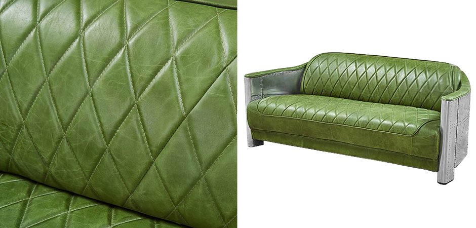 Диван Авиатор Sofa 2 seat зеленая кожа Диван Авиатор Sofa 2 seat зеленая кожа - Loft-Concept в Кирове