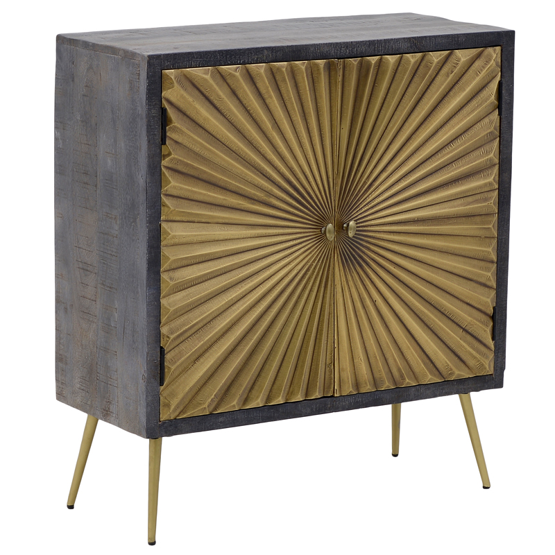 Комод с рельефным фасадом Loritz Sun Chest of Drawers Золотой Черный Комод с рельефным фасадом Loritz Sun Chest of Drawers Золотой Черный в Кирове | Loft Concept