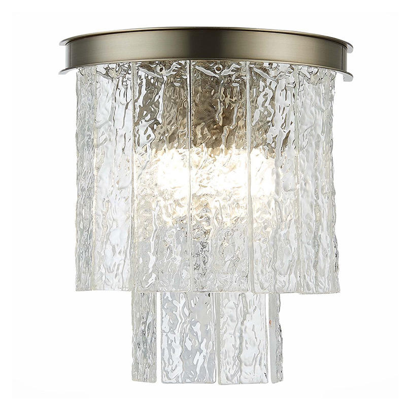 Бра Renea Textured Glass Wall Lamp Nickel Никель Прозрачное Стекло Бра Renea Textured Glass Wall Lamp Nickel Никель Прозрачное Стекло в Кирове | Loft Concept