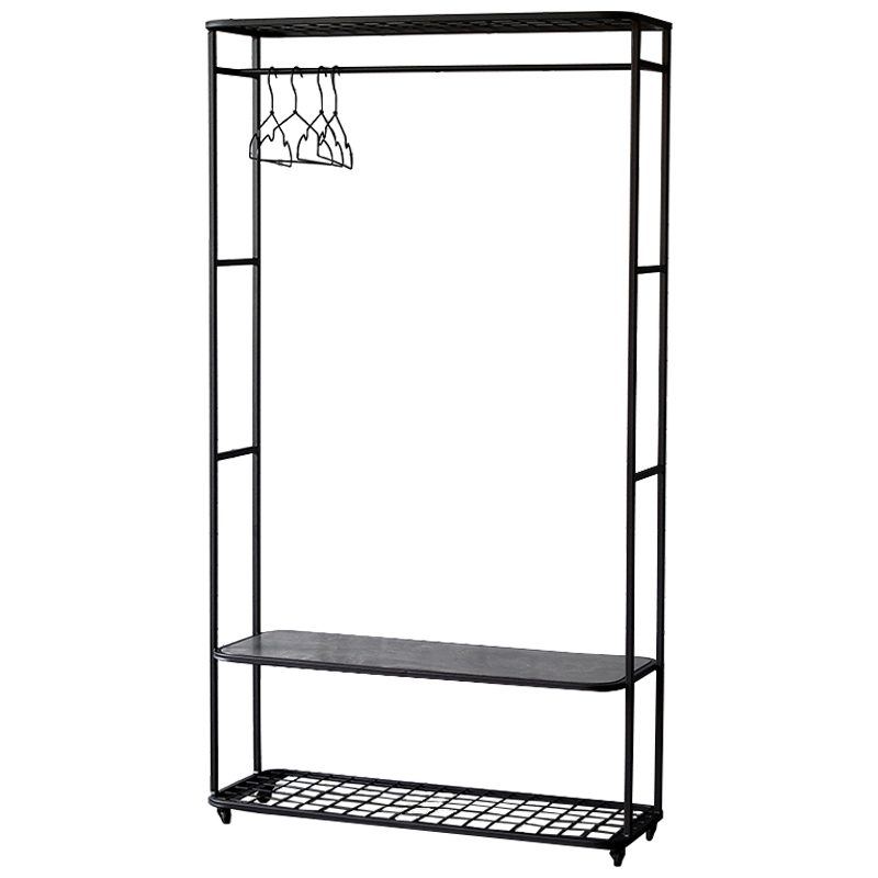 Рейл Braydon Industrial Metal Rust Clothes Rail Черный Дерево Серый в Кирове | Loft Concept 