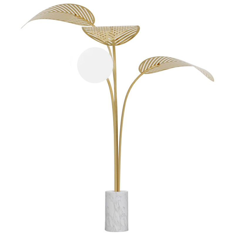 Торшер Palm Tree Light One Floor Lamp Золотой Белый Белый Мрамор Bianco Торшер Palm Tree Light One Floor Lamp Золотой Белый Белый Мрамор Bianco в Кирове | Loft Concept