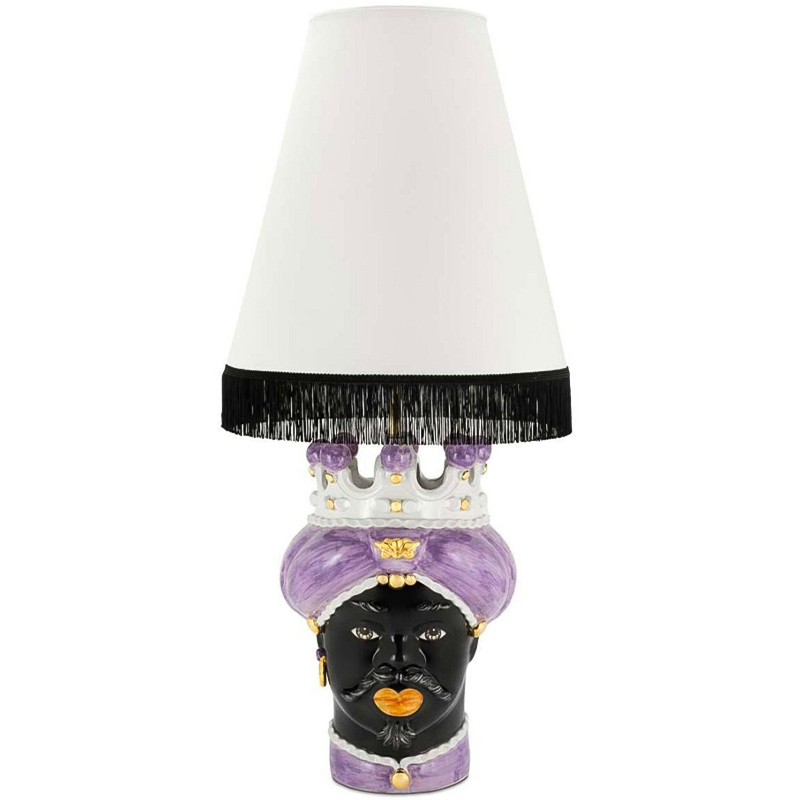 Настольная лампа Table Lamp Moro Man Medium New Violet and White Белый Черный Сиреневый Золотой Настольная лампа Table Lamp Moro Man Medium New Violet and White Белый Черный Сиреневый Золотой в Кирове | Loft Concept