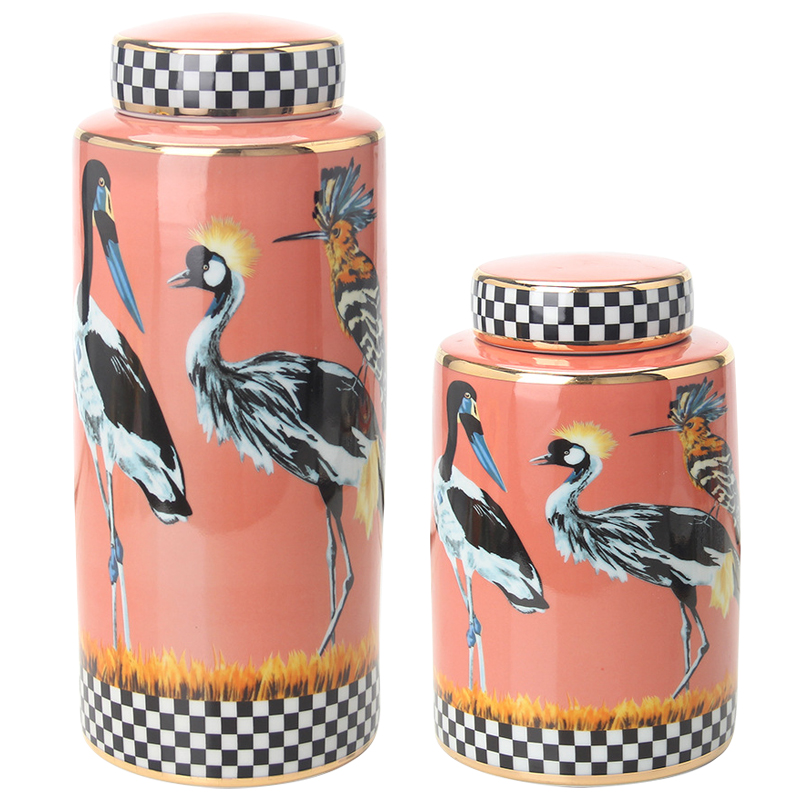 Ваза с крышкой Storks Vase Розовый Лососёвый Черно-белый Мульти Ваза с крышкой Storks Vase Розовый Лососёвый Черно-белый Мульти в Кирове | Loft Concept