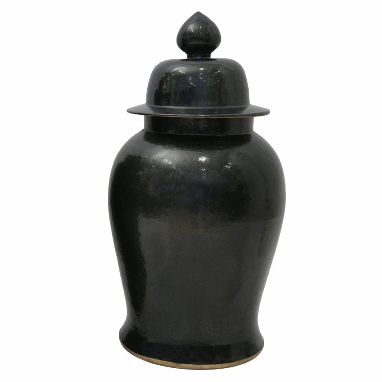 Ваза Black Ceramic Chinese Jars with Lids Черный Ваза Black Ceramic Chinese Jars with Lids Черный в Кирове | Loft Concept