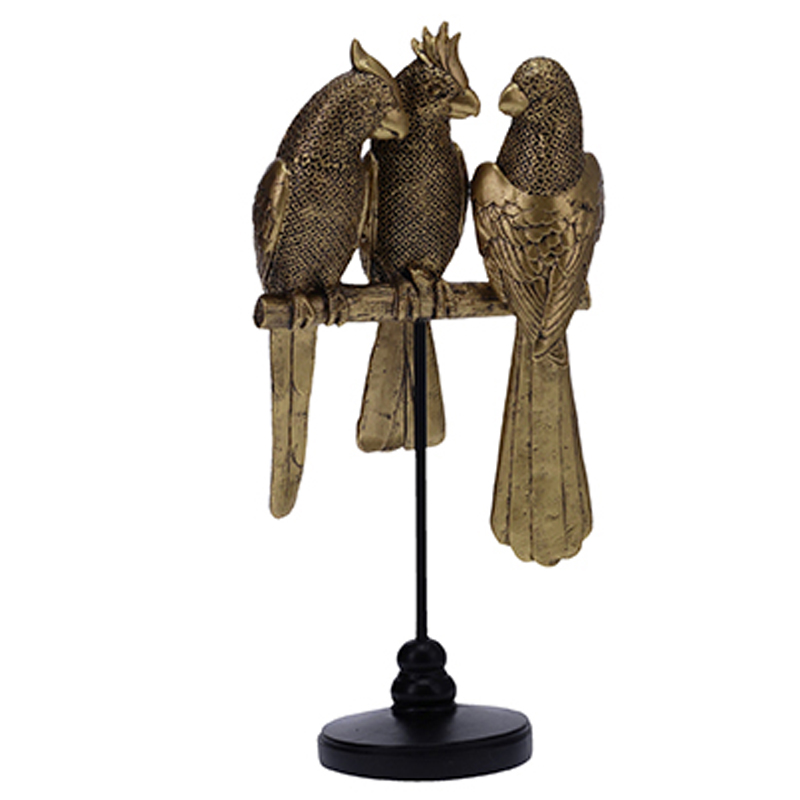 Статуэтка Three Golden Parrots Золотой Черный Статуэтка Three Golden Parrots Золотой Черный в Кирове | Loft Concept