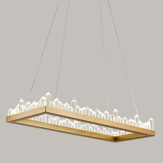 Люстра Crystal Rock Rectangle Chandelier Латунь Прозрачное Стекло Люстра Crystal Rock Rectangle Chandelier Латунь Прозрачное Стекло в Кирове | Loft Concept