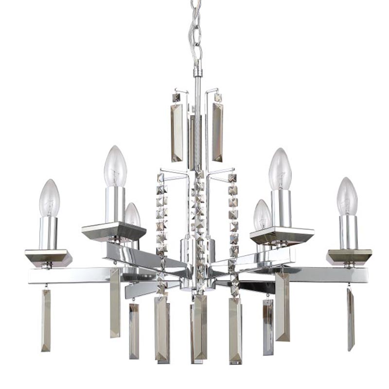 Люстра Vivien Crystal Chrome Chandelier 6 Хром Серый Люстра Vivien Crystal Chrome Chandelier 6 Хром Серый в Кирове | Loft Concept