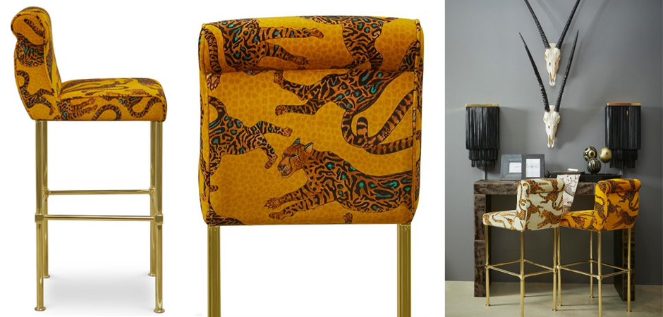 Барный Стул Сафари с орнаментом Kings Gold Bar Stool Оранжевый Барный Стул Сафари с орнаментом Kings Gold Bar Stool Оранжевый - Loft-Concept в Кирове