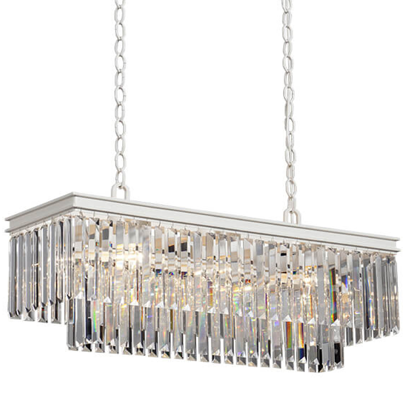 Люстра RH 1920s Odeon Clear Glass Rectangular Chandelier White iron Длина 80 Белый Прозрачное Стекло Люстра RH 1920s Odeon Clear Glass Rectangular Chandelier White iron Длина 80 Белый Прозрачное Стекло в Кирове | Loft Concept