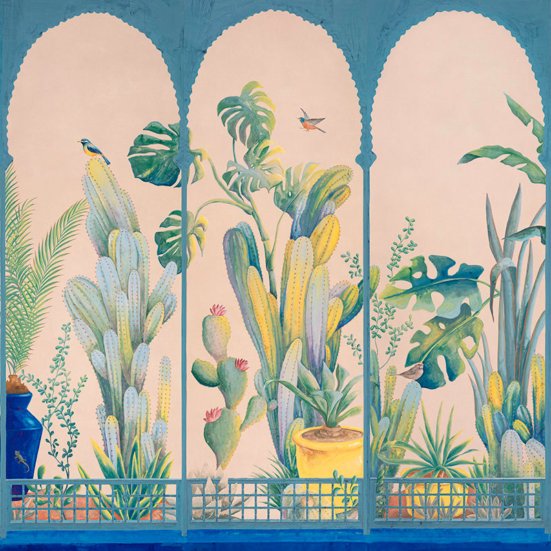 Обои ручная роспись Jardin Marrakech Majorelle on painted Xuan paper  в Кирове | Loft Concept 