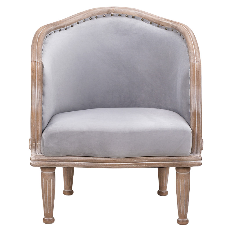 Кресло низкое с мягкой обивкой из велюра на 4-х деревянных ножках Emile Armchair grey Серый Коричневый Кресло низкое с мягкой обивкой из велюра на 4-х деревянных ножках Emile Armchair grey Серый Коричневый в Кирове | Loft Concept