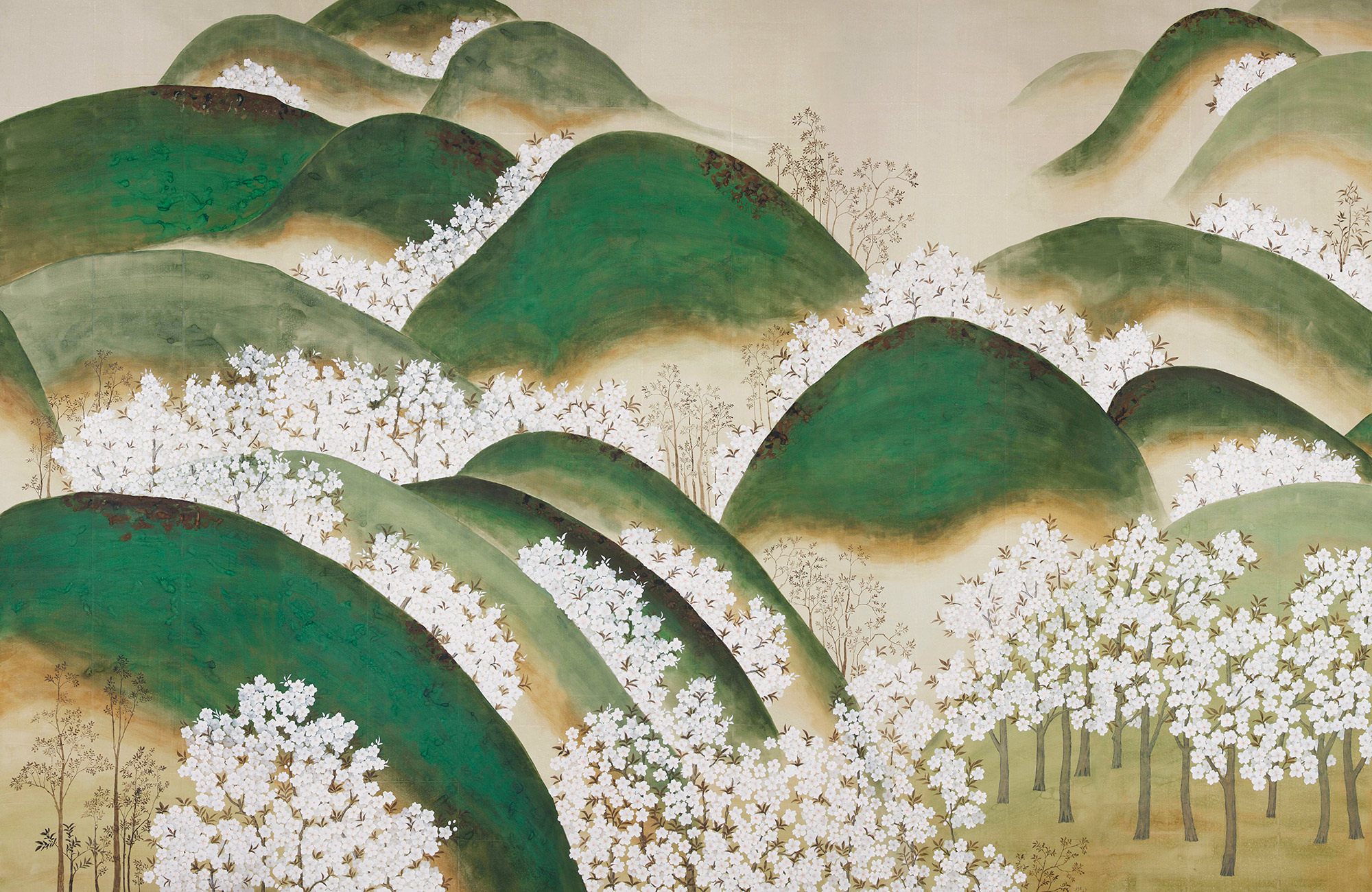 Обои ручная роспись Kiso Mountains Original colourway on Statue India tea paper - постер Loft-Concept в Кирове