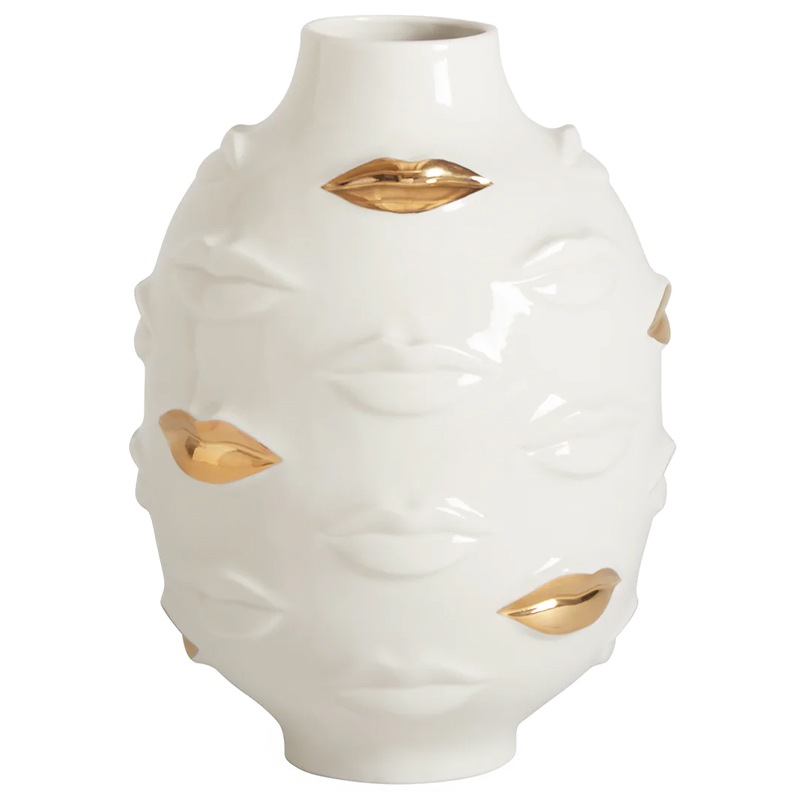 Ваза Jonathan Adler Gilded Gala Round Vase Глянцевое золото Белый Ваза Jonathan Adler Gilded Gala Round Vase Глянцевое золото Белый в Кирове | Loft Concept