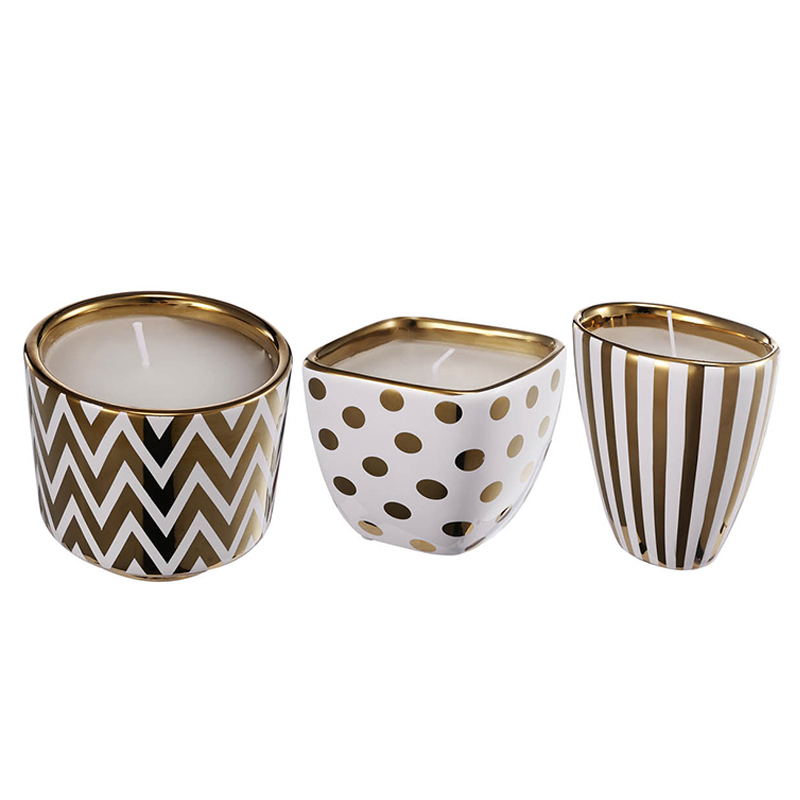 Набор из 3-х подсвечников Gold & White Ornament Белый Золотой Набор из 3-х подсвечников Gold & White Ornament Белый Золотой в Кирове | Loft Concept