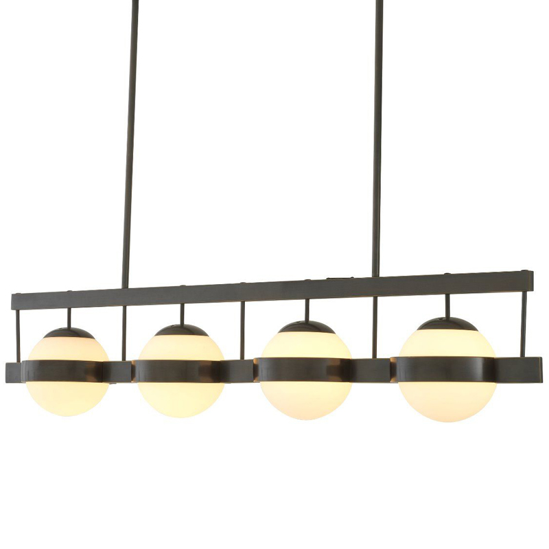 Люстра Eichholtz Chandelier Biba Bronze Темная бронза Белое матовое стекло в Кирове | Loft Concept 