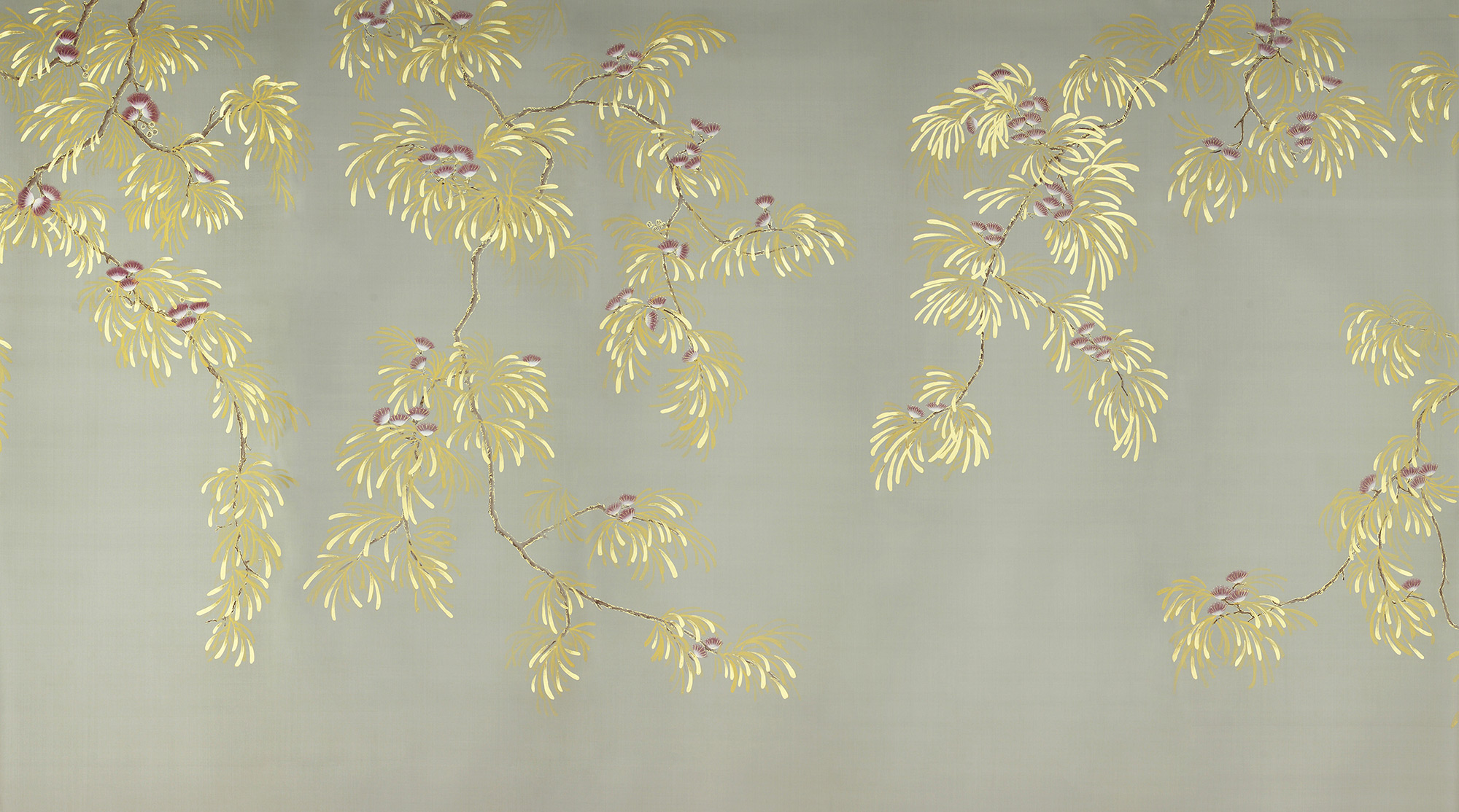 Обои ручная роспись Silk Tree Colourway SC-80 on Pale Grey dyed silk Обои ручная роспись Silk Tree Colourway SC-80 on Pale Grey dyed silk - постер Loft-Concept в Кирове