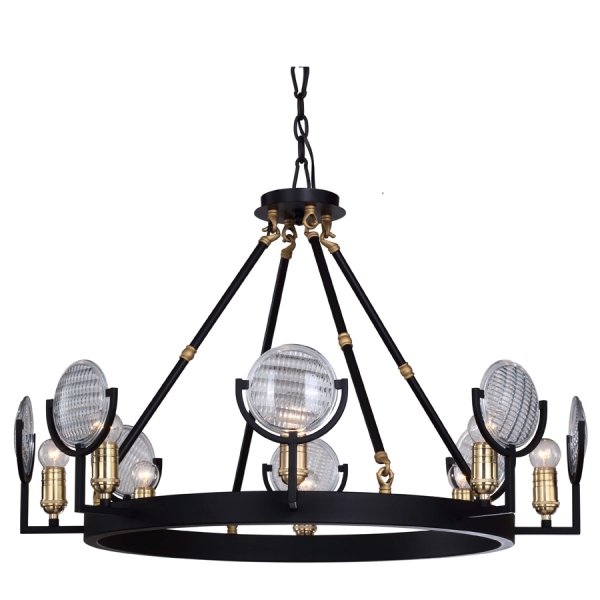 Люстра RH Gaslight Lens Chandelier 8 Черный Люстра RH Gaslight Lens Chandelier 8 Черный в Кирове | Loft Concept