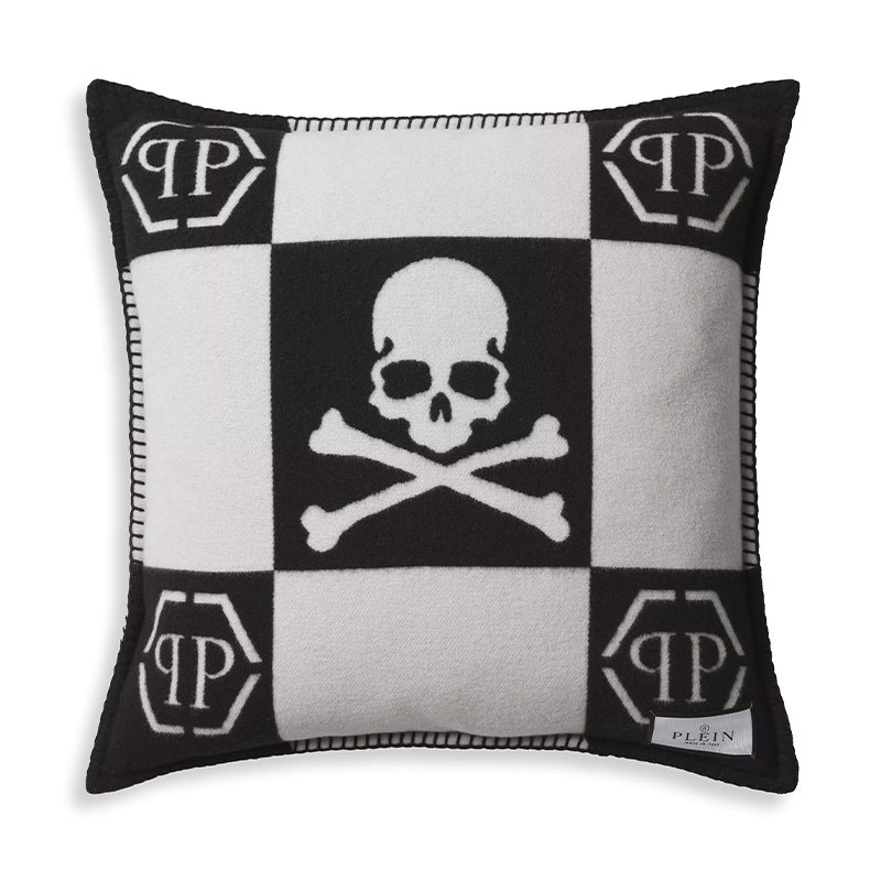 Подушка Philipp Plein Cushion Cashmere Skull 45 x 45 Black Черно-белый Подушка Philipp Plein Cushion Cashmere Skull 45 x 45 Black Черно-белый в Кирове | Loft Concept