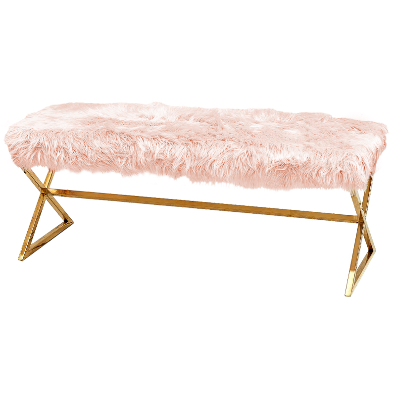 Банкетка из искусственного меха Phyllis Banquet Pink Gold Розовый Золотой Банкетка из искусственного меха Phyllis Banquet Pink Gold Розовый Золотой в Кирове | Loft Concept
