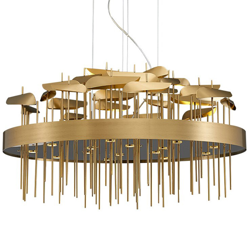 Светодиодная дизайнерская инсталляция ANODINE Perlina Disk Chandelier Золотой в Кирове | Loft Concept 