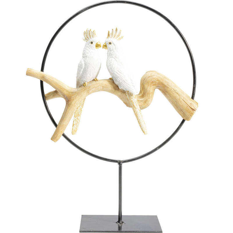 Статуэтка White Parrots in a ring Белый Древесина Черный Статуэтка White Parrots in a ring Белый Древесина Черный в Кирове | Loft Concept