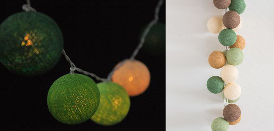 Гирлянда хлопковые фонарики Сotton Ball Forest Green - Loft-Concept в Кирове