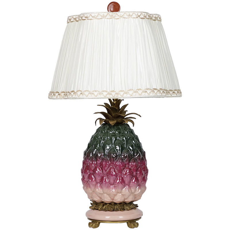 Настольная лампа с абажуром Pineapple Dark Green Purple Table Lamp Белый Бронза Зеленый Розовый Настольная лампа с абажуром Pineapple Dark Green Purple Table Lamp Белый Бронза Зеленый Розовый в Кирове | Loft Concept