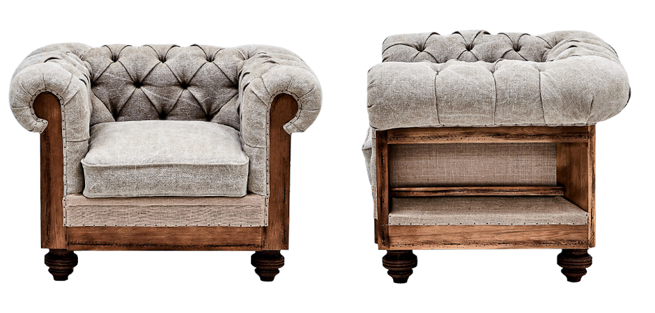 Кресло Deconstructed Chesterfield Armchair Gray - Loft-Concept в Кирове